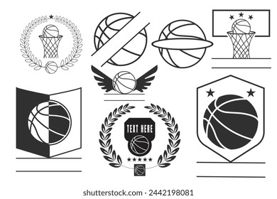 Basketball Monogram Design Bundle, Monogram Basketball Logo Vector Bundle, Sports Emblem with Basketball Monogram, Vintage Style Basketball Monogram