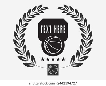 Basketball Monogram Design Element, Monogram Basketball Logo Vector, Sports Emblem with Basketball Monogram, Vintage Style Basketball Monogram