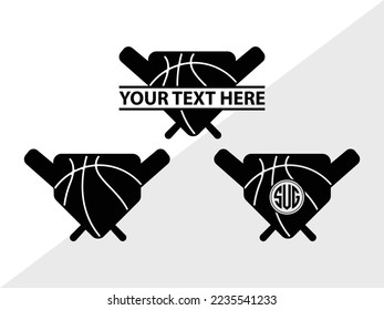 Silución de la ilustración de un vector monograma de baloncesto