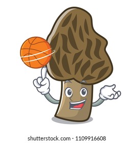 With basketball morel mushroom character cartoon