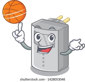 With basketball motion sensor attached to cartoon wall