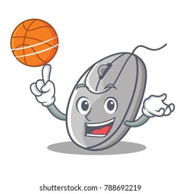 With basketball mouse character cartoon style