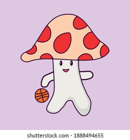 Basketball Mushroom Cartoon Character Sport