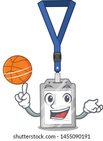 With basketball name tag in the character shape