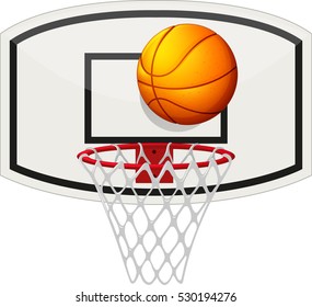 Basketball net and ball illustration