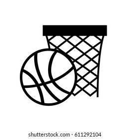 basketball net and ball over white background. vector illustration