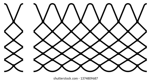 Basketball net texture. Seamless vector pattern. Net improves the seeming of throwing the ball through the basket ring.  Black sport texture isolated on white background. Basketball design element.