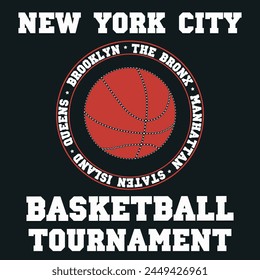 Basketball New York City T-shirt Printing Design Vector