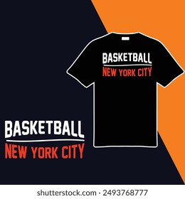 
Basketball New York City T-shirt Design. Vector Illustration