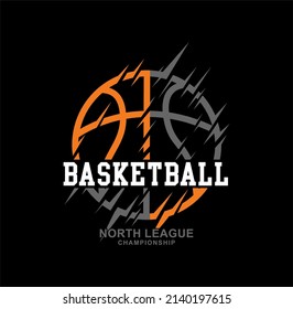 Basketball North League Championship sport typography, tee shirt graphics, vectors illustration.