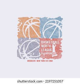 Basketball North League Championship sport typography, tee shirt graphics, vectors