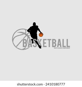 Basketball North League Championship sport typography, tee shirt graphics, vectors.