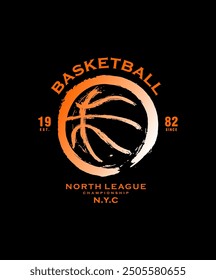 Basketball North League Championship sport typography, tee shirt graphics, vectors illustration.