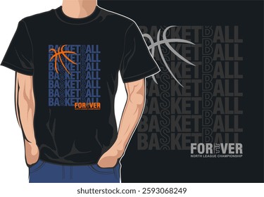 Basketball North League Championship sport typography, tee shirt graphics, vectors illustration