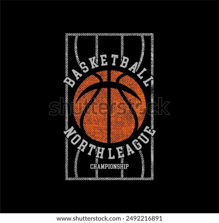 Basketball North League Championship sport typography, tee shirt graphics, vectors