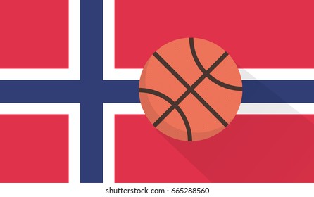 basketball with norway flag background