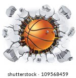 Basketball and Old Plaster wall damage. Vector illustration