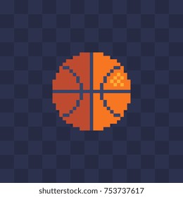 Baloncesto. Diseño gráfico de computadoras de la vieja escuela. Estilo Pixel art 8 bits. Ilustración vectorial aislada.