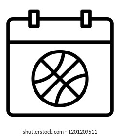 Basketball on calendar denoting icon image for sport calendar