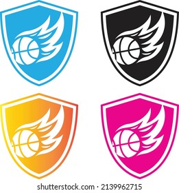 Basketball on fire, logotype concept for basketball teams