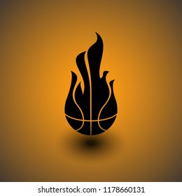 Basketball on fire sign vector sport illustration
