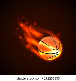 Basketball on fire. Vector