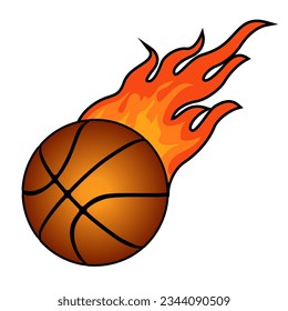 Basketball on Fire Vector Drawing Artwork