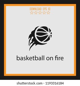 basketball on fire vector icon