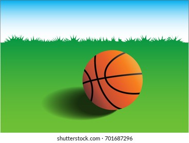Basketball on garden background