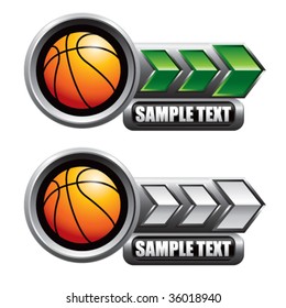 basquete no botão da web seta brilhante
