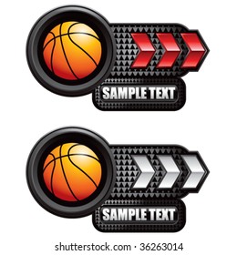 basketball on glossy arrow web button