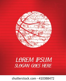 Basketball on red background,poster grunge design