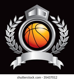 basketball on royal floral crest