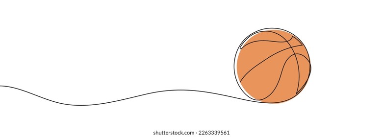 Basketball-Einzeilenkunst. Kontinuierliche Linienzeichnung des Balles. Vektorgrafik