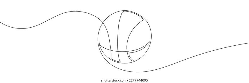 Basketball one line art. Continuous line drawing of ball.