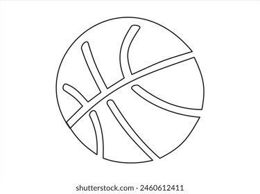 Baloncesto arte de una línea. dibujo de línea continua de la pelota, deporte, correr, deportes de la pelota, actividad, atleta, juego, entrenamiento, canasta, salto, juego.