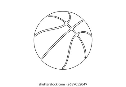 Basketball one line art. Continuous line drawing of ball, sport, running, ball sports, activity, athlete, game, training, basket, One continuous drawing line logo single hand drawn art doodle isolated
