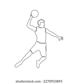 Basketball One line drawing on white background