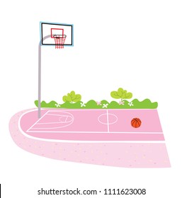 Basketball open court with nobody. Vector illustration