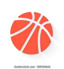 basketball in orange with drop shadow on white