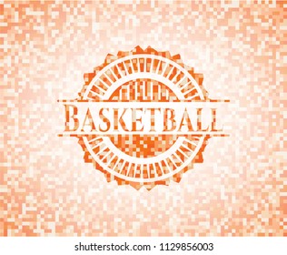 Basketball orange mosaic emblem with background