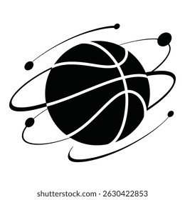 Basketball in Orbit A Modern Graphic Design