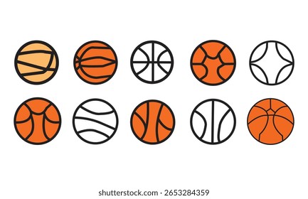 Basketball-Umrissset, Vektorgrafik