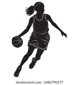 Basketball outline and symbols. Dark level variety basic exquisite white foundation Basketball sports vector and silhouette icon.