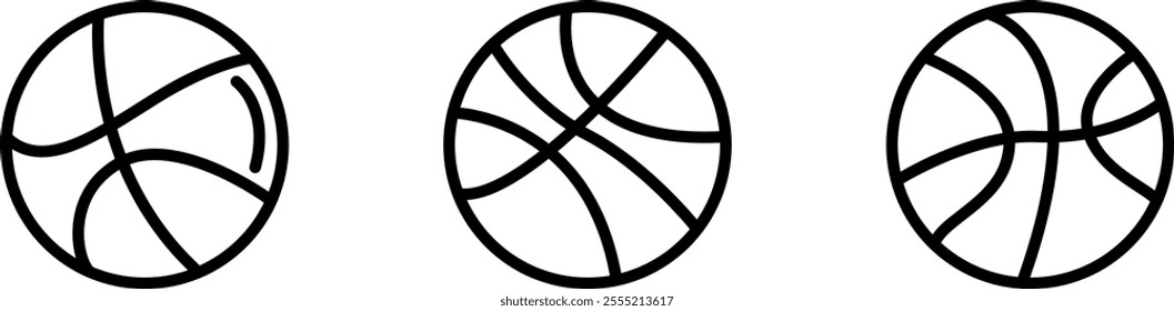 Basketball outline web line icon design set