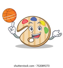 With basketball paint palette character cartoon