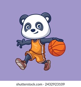 Basketball Panda Cute Cartoon Character Illustration