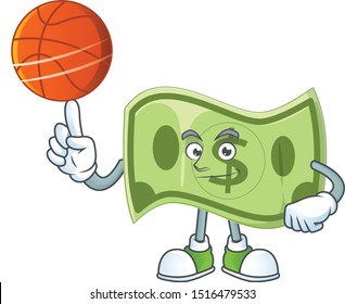 Basketball Paper Money Cartoon Character Mascot Stock Vector (Royalty ...