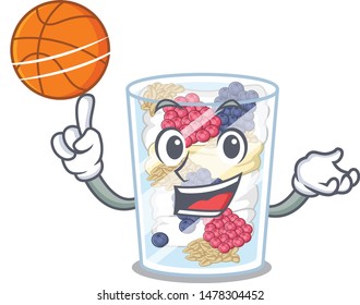 With basketball parfait is served in character glas