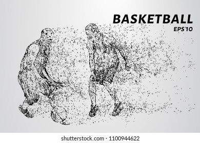 Basketball of the particles. A basketball player consists of circles and dots